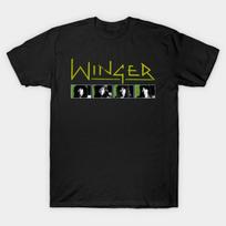 Men Black Print T-shirt Retro Winger No-Cut Transfer Paper Print Cotton Tshirt S