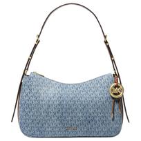 Michael Kors Nolita Logo Round Pendant Zipper Closure Cotton Shoulder Bag Medium Women shoulder bag Blue 30S6GY5L2C-MIDNIGHT Basic Set (Bag)