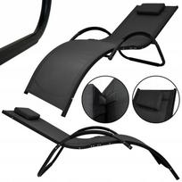Leżak Aluminiowy Ogrodowy Mocny Fotel Leżanka Zero Gravity Swing Czarny