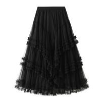 Tulle Skirts for Women A Line Fairy Tiered Skirt Midi High Elastic Waist Long Skirt Layered Flowy Swing Tutu Skirt Women's Mesh High Waist Maxi Skirts One size