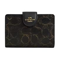 Coach Corner Zip 12 Letter Print Coated Canvas And Leather Wallet Medium Women wallet Brown CEC28-IMBRN Brown