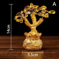 1PC Chinese Yuanbao Money Tree Feng Shui Crystal Gem Small Wealth Luck Ornament Lucky Fortune Decoration for Home Office