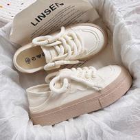 Solid Color Breathable Versatile Canvas Comfort Platform White Casual Sneakers Summer Lightweight Walking Shoes for Women 35
