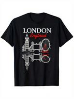London England Big Ben London Eye Landmarks Printed T-Shirt, Unisex's Printed T-Shirt XL