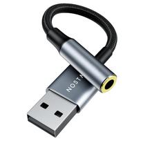 NOSTALSIC USB Audio Converter Adapter, External Sound Card, USB 3.5mm Mini Jack, DAC, 24-bit96kHz Support, 4-pole TRRS Connector, Compatible with