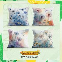 4pcs/setColor dragonfly dandelion  Cushions Pillowcase Polyester Cushion Cover Throw Pillow Pillowcover Home Car Sofa Decor 4PCS