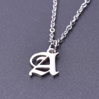 Cute Old English Alphabet Pendant Necklace Link Chain Stainless Steel A-Z Letters Necklaces For Women Men Jewelry Vintage Choker