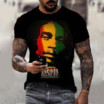 New Harajuku 3d T-shirt Bob Marley Print Men's Short-sleeved Summer Casual Breathable Oversized Tees Fashion Popular Rapper Tops L