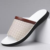 Summer Men's Shoes Soft Slides Non-slip Casual Slippers Indoor Outdoor Pu Leather Sandals Beach Garden Sandals 38