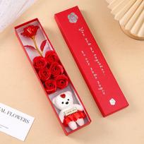 'Bear Artificial Flower Gift Box Soap Rose Flowers Creative Romantic Rose Valentines Day Mother Day Gift Wedding Home Decor