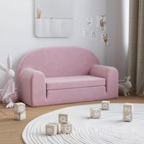 Vidaxl 2-Os. Sofa Dla Dzieci, Rozkładana, Różowa, Miękki Plusz