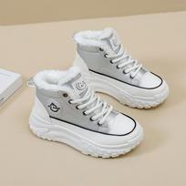 Thick Sole Macaron Color Matching Fleece Padded Cotton Shoes for Women, Cold Proof Warm Non Slip Winter Outdoor Snow Shoes 35