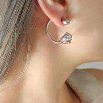 Hong Kong French Retro Copper Tulip Geometric C-Shaped Earrings