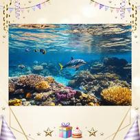 Aquatic Underwater Tapestry Depicting Dolphins, Coral Reefs and Marine Life 47.2x31.5inch/120*80cm
