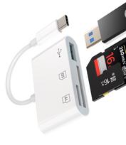 USB-C Hub Compatible with iPhone 15 Pro Max Plus, Type-C TFSD Card Reader, OTG 3-in-1 Multi-Port Adapter, Compatible with Samsung, Apple, iPad Air