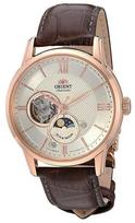 Orient Men's Rose Gold Tone Sun and Moon Open Heart Automatic Watch RA-AS0003S10A Leather Band Japan Made