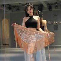 Shiny Spandex Belly Dance Hip scarf One Size Sequins Hip Scarf Triangle Shape Tassel Belly Dance Costume Belly Dance Practice