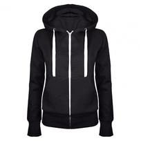 Spring Autumn Casual Fleece Zipped Hoodie Coat Women Fashion Drawstring Sporty Hooded Coats Jackets Ladies Simple Sweatshirt S
