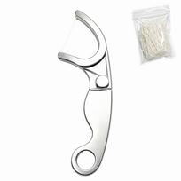 Daugkartinio naudojimo metalinis dantų siūlas Įpilamas dantų krapštukas Naujas nerūdijančio plieno siūlų rinkiklis Dantų valymas 1pc white