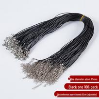 Black Leather Necklace Cord with Lobster Clasp for DIY Jewelry 1.5mm Thick juoda