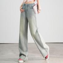 Women's Embroidered High-Waist Straight Leg Jeans L