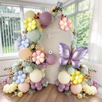 137pcs Pastel Butterfly Balloon Arch Kit - Lavender Floral Garland with Daisies for Fairy Baby Showers, Garden Parties Birthday Balloon kit