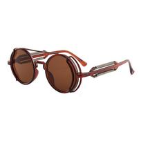 Steam Punk Metal Spring Frame Sunglasses for Women Men UV400 Resin Lens Unisex Sun Glasses Universal Car Moto Accessories 1 Pair