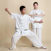 Kung Fu drabužiai Kinų Tai Chi kostiumas Lininis kovos menų uniforma Taiji Lauke Pasivaikščiojimas Rytinis Sprots Kvėpuojantis Taijiquan rinkinys XS balta
