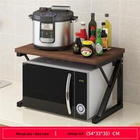 Dvipusė virtuvės stalviršio mikrobangų krosnelės ir prieskonių laikymo lentyna Assembled black