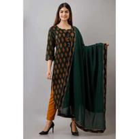 Women Pure Cotton Kurta Pant Dupatta Set Indian Pakistani Top Tunic Kurti Dress VF-20215 M-38