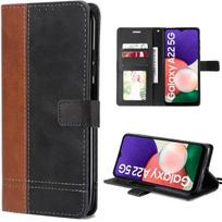 Case for Samsung Galaxy A22 5G 360 Protection Leather Effect Anti-Scratch - Brown-Black