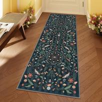 Vintage Botanical Runner Rug Intricate Floral Butterflies Bird Pattern Hallway Carpet Boho Living Room Decor Anti-slip Floormat 40X120CM