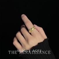 French retro flower ring niche wide-faced index finger ring temperament versatile ring