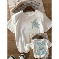 Vibrant Turtle Graphic Print T-Shirt Women Crew Neck Geometric Pattern Female Short Sleeve Casual Tee for Summer S