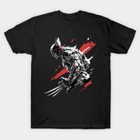 Men Black Print T-shirt Wolverine No-Cut Transfer Paper Print Cotton Tshirt L