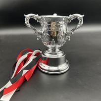 Carabao taurės EFL futbolo trofėjus su daugiaspalve juosta 6 inches sidabras