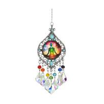 Chakra Sun Catcher Handcrafted Faux Crystal Suncatcher Zen-Inspired Prism Hanging Decoration for Home Window Yoga Practitioners