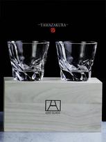 Carved Shark Fin Whiskey Glass For Couple Old Fashioned EDO Crystal Wine Cup Wind Blade Lovers Whisky Cup Set Wood Box Recommend 230ml