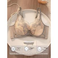 Women's Summer Thin Sexy Big Boobs Show Small Gather Breast To Prevent Drooping Non Mark Underwear 34/75BC