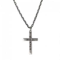 Heaven and Hell Cross Silver Necklace Handsome Fashion Trend Simple Extinct Pendant Male Niche Design
