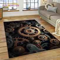 3D Mechanical Cogs Gears Steampunk Rug Carpet for Living Room Bedroom Decor,floor Mat Non-slip Decoration for Sofa Doormat Gifts 40x60cm