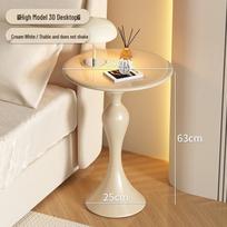 Cream Style Round Bedside Table with Wrought Iron Shelf for Bedroom