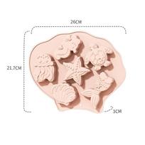 Ocean Fondant Silicone Mold Shells Mermaid Tail Seahorse Starfish Chocolate Mold Suitable For Mermaid Theme Cake Decoration Tool rožinė