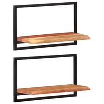 Vidaxl Półki Ścienne, 2 Szt., 60X25X35 Cm, Lite Drewno Akacjowe I Stal