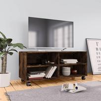 Vidaxl TV spintelė, ant ratukų, dūminio ąžuolo, 90x35x35 cm