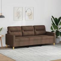 Vidaxl Sofa 3-Osobowa, Brązowa, 180 Cm, Tapicerowana Tkaniną