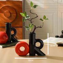 Ceramic Vase Cartoon Letter OK Creative Hollowed-out and Spliced Letter Vase Terrarium Room Decoration Accessories