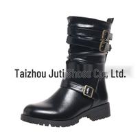 Juti 2024 Women's Plus Size Low-Top Side Zip Leather Boots - Autumn/Winter Collection US Size 5