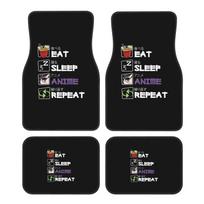 Eat Sleep Anime Repeat Kawaii Otaku Manga Car Floor Mats Durable Car Carpet Mat 4pcs with Anti-Slip Backing Fit for SUV Trucks