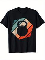 Unisex's Vintage Gym T-Shirt - Heavyweight Cotton Workout Shirt With Retro Kettlebell Graphic XL